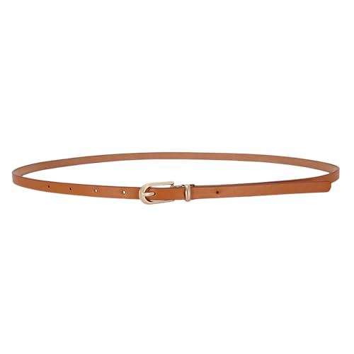LECTNORE Ceinture fine en cuir pour femme avec boucle en métal pour jeans et pantalons (camel)