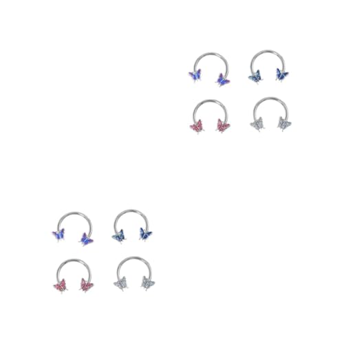 DEARMAMY 2 Juegos Pendientes De Aro Con Herradura Pendientes De Mujer Anillo De Hueso Del Oído Arete Perforado Pendientes Mujer Joyería Del Oído Acero Inoxidable 4 Uds * 2