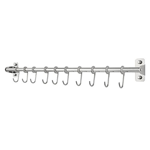 QOXEZY Keukenrekken, keukengereihouder met 10 haken, keukengereihouder, opscheplepelhouder met patentlijm, aluminium, matte afwerking - Image 3