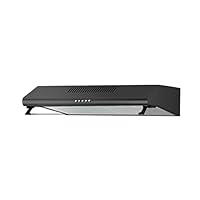 electriQ 60cm Black Visor Cooker Hood with Glass Front - Top & Rear Venting