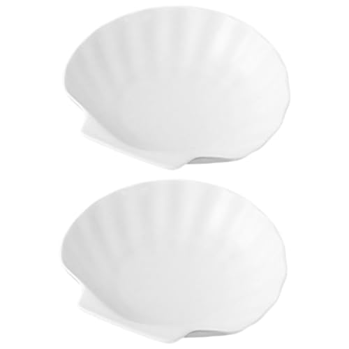 CONGARTENO 2pcs Shell Shape Ceramic Plate Food Tray for Desserts Main Dishes Elegant Design for Home Restaurant Party Centerpiece