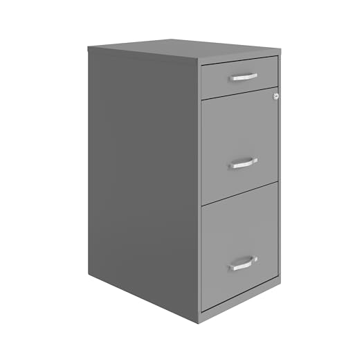 Hirsh Industries Space Solutions 18in Deep 3 Drawer Metal File Cabinet Arctic Silver, Letter Size,...