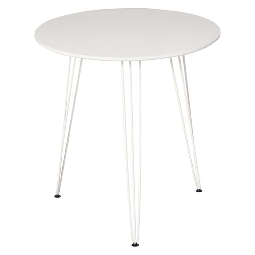 HOMCOM Mesa de Comedor Redonda con Patas de Horquilla Metálicas Estilo Moderno Nórdico para Cocina Salón Cafetería Bar Ø70x75 cm Blanco