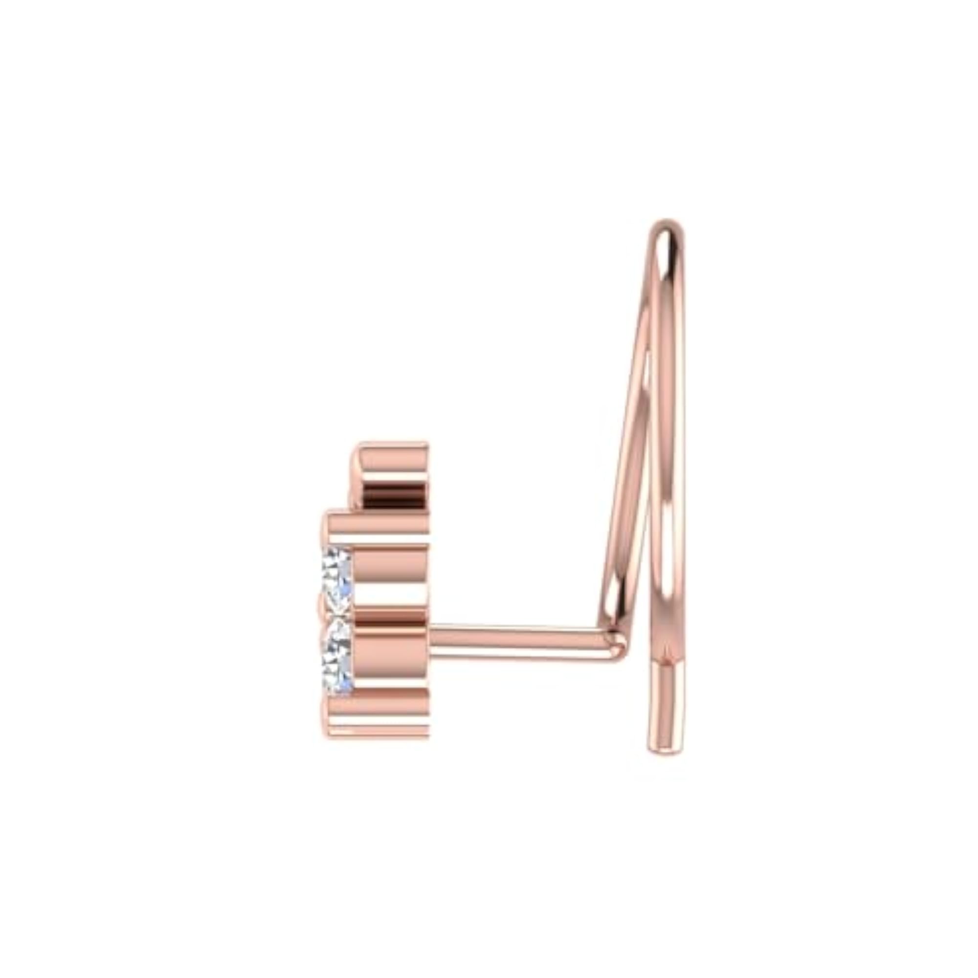 Women's 9K Rose Gold Stud Nose Ring, Hallmarked