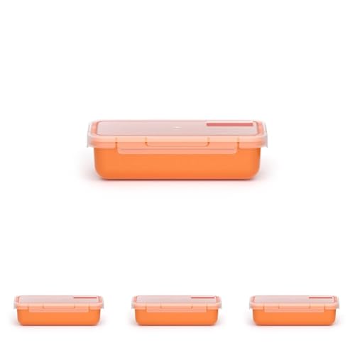 Valira Porta alimentos - Contenedor hermético de 0,5 L hecho en España, color naranja (Paquete de 4)