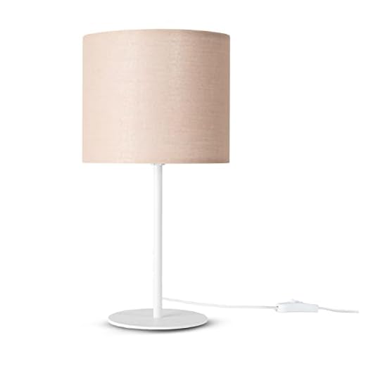 LED Tischlampe E14 Lampe, Für Wohnzimmer Und Schlafzimmer, Unifarben, Deko, Lampenfuß: Weiß, Lampenschirm: Beige (Ø18 cm)