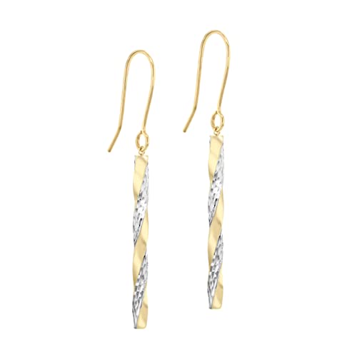 Boucles Pendantes Twist Diamanté Or Bicolore 9 ct : Cadeau Femme Idéal