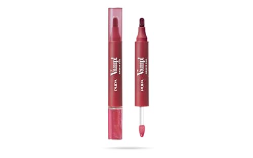 Pupa Vamp! Marker Duo Pintalabios + brillo de labios con ácido hialurónico – 3 en 1 para definir, rellenar y colorear, contorno de labios – Disponible en 9 colores (005 Cherry Granita) Pupa Vamp! Marker Duo Pintalabios + brillo de labios con ácido hialurónico – 3 en 1 para definir, rellenar y colorear, contorno de labios – Disponible en 9 colores (005 Cherry Granita)