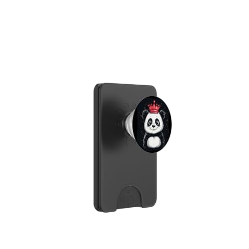 Disfraz de corona roja y panda divertido para un aspecto fresco PopSockets PopWallet para MagSafe