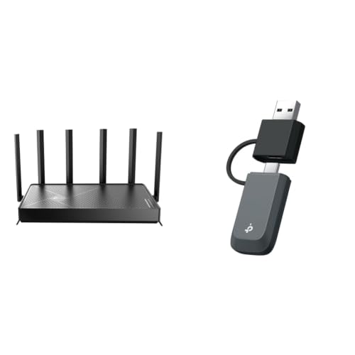 Image of TP-Link WiFi 7 Bundle: Archer BE600 BE9700 Tri-Band Router + Archer TBE400U BE6500 USB 3.0 WiFi Adapter | 10G Router with USB-C & A Desktop Upgrade, 6GHz, 320MHz Channel, MLO, WPA3, Plug and Play