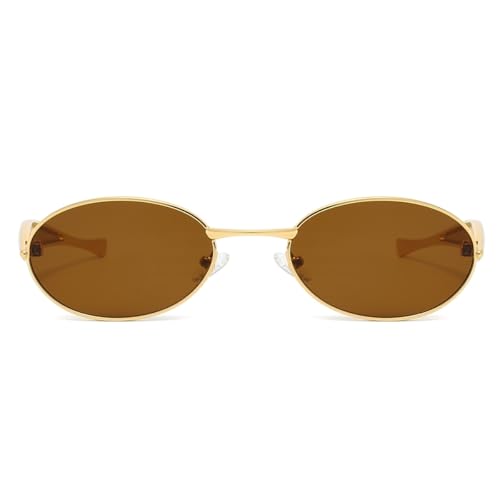 Retro Oval Sunglasses for Women Men - Vintage 90s Y2K Style Small Gold Frame Shades, UV400 Tinted Lens3