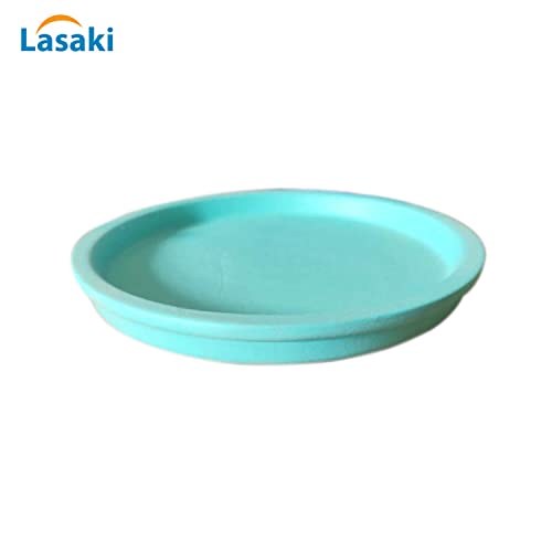 Image of Lasaki Round Aqua Ceramic Bottom Tray /Plate for Planter (5-inch, Set of 2) R5 | Dripping Tray for Pots & Succulents | Indoor & Outdoor Planters Home Garden Decor (Plants not Included)
