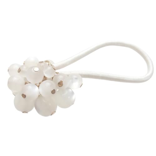 【ヘアゴム】 まるで果実 コロンと可愛い ポニーテール ビーズ ヘアアクセサリー〔マジックスタイル〕ホワイト