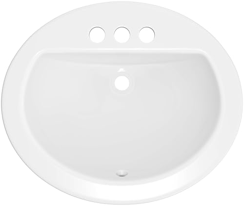PROFLO PF19164 Rockaway 19' Oval Vitreous China Drop In Bathroom Sink with Overflow and 3 Faucet Holes at 4' Centers - White