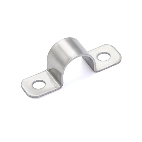 FamlTol 20 Pezzi Staffe Fermatubo, Clip per Cavi in Acciaio Inossidabile 304, Morsetti per Tubi di Piccole Dimensioni, per Filo Spinato Esterno e Fissaggio Cavi Ø 10 mm