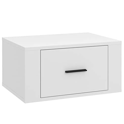 vidaXL Mesita de Noche de Pared Mesilla Mueble Auxiliar Almacenamiento Estante Cómoda Cajón Dormitorio Sala de Estar Colgante Blanco
