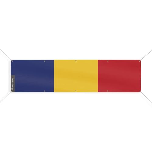 Drapeau de la Roumanie XL 200x800cm anti-déchirure à 10 oeillets stables