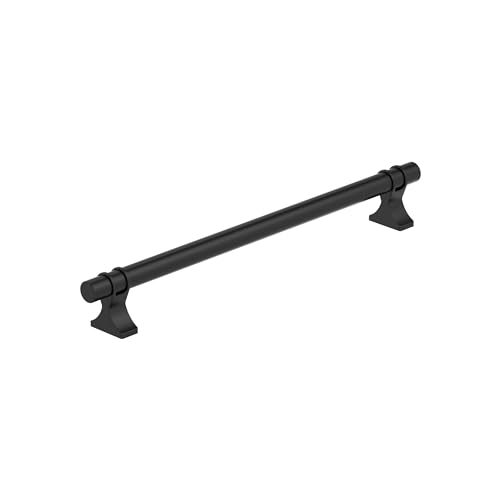 Image of Amerock Davenport 8-13 /16 inch (224mm) Center-to-Center Matte Black Cabinet Pull, BP36619MB