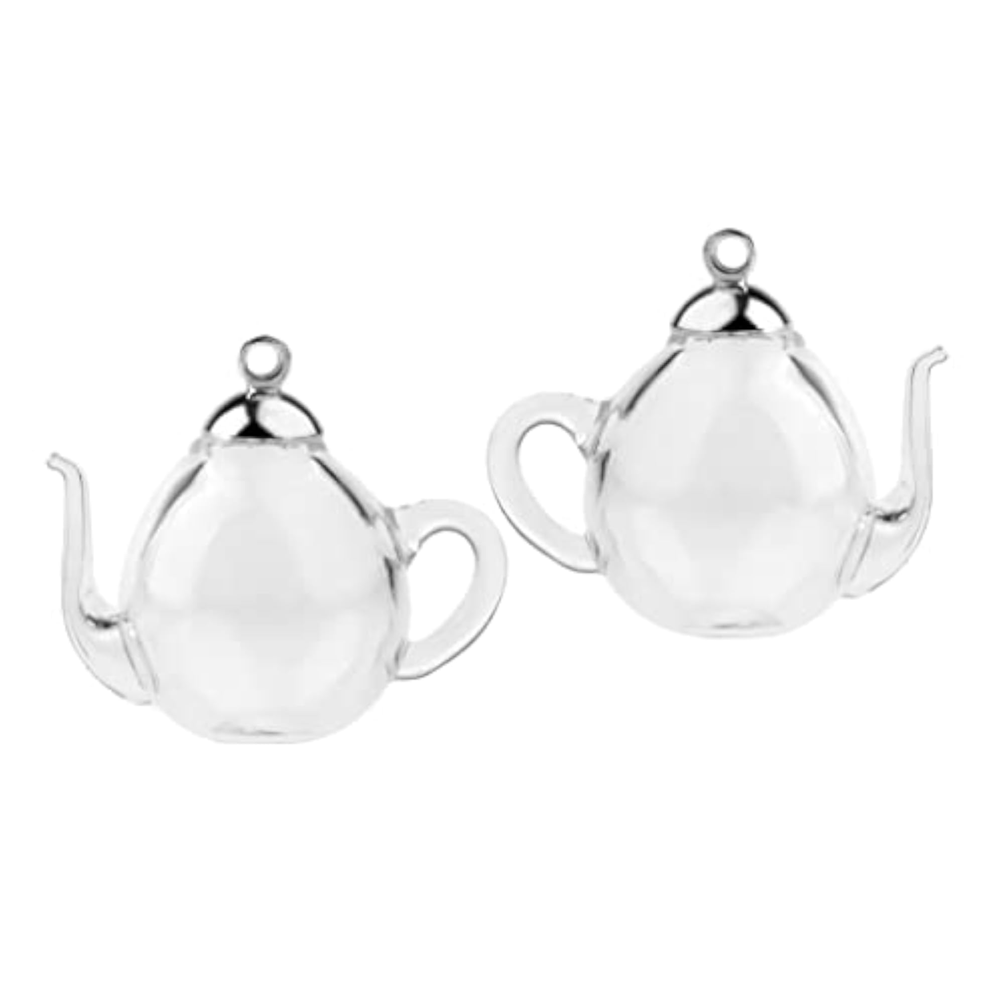 6x2Pcs Mini Teapot Empty Glass Wishing Bottle Charms