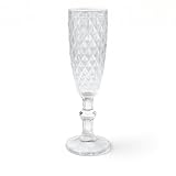 FRANCACOR PACK DE 6 COPA DE CRISTAL COLORES CAVA CHAMPÁN CHAMPAGNE CELEBRACIÓN CALIDAD RELIEVE DIAMOND 20 X 7 CMS (Transparente, 150 ml - 20 x 7 cms)