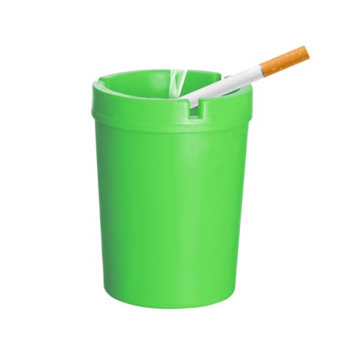 Image of Ohleats Car Ashtray, Smokeless Smellproof Windproof Self-Extinguishing Auto Ashtray, Portable Mini Vehicle Cigarette Trash Can Fits Most Cup Holder for Home Office, Car Accessories (Green)