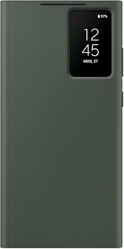 Image of Ultra-Hybrid for Samsung Galaxy S23 Ultra Smart-View Wallet Flip Case - Protective Leather Cover with Smart Screen Display, Tap Control, Slim Design, and Built-in Card Holder (Green)
