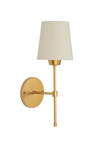 FG ILUMINAÇÃO, Arandela Tocheiro DOURADO c/Cupula tecido CRU.