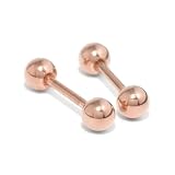 [凛りん] ピアス つけっぱなし ネジ式 金属アレルギー対応 サージカルステンレス 丸玉 ボールピアス シンプル 両耳用 (ピンクゴールド・8mm×4mm)