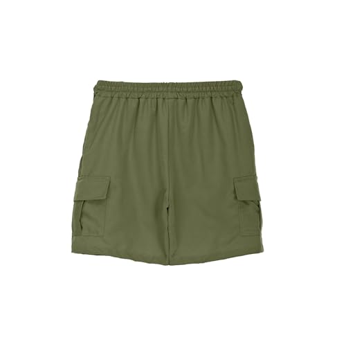 Kids Boys Cargo Shorts Loose Casual Solid 𝐃rawstring Long Knee Length Wide Leg Shorts Pants with Pockets2