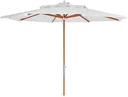 Guarda Sol de Madeira 3 Metros Sombreiro Piscina Praia Churrasco Area Gourmet Premium - Pazie (Branco)