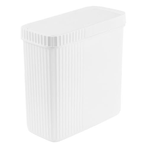 Caneca de basura rectangular blanca para baño miniatura 6