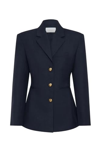 Tailleur pantalon femme d'exception, coupe droite et finitions métalliques