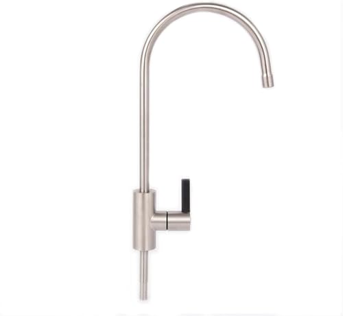 Robinet de cuisine col de cygne en acier inoxydable avec purificateur eau intégrable monotrou
