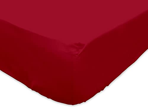 Soleil d'ocre Sábana Bajera Lisa 90x190 cm de algodón roja Cover