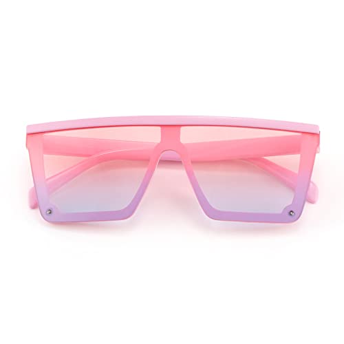 FEISEDY Kids Sunglasses, Flat Top Shield Square Sunglasses with Rimless Fashion Shades for Age 1-7, B40612