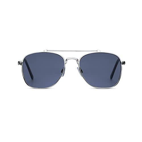 Image of Weatherproof Vintage Designer Sunglasses for Men, UV400 Protection, Durable Metal Square Aviator Frame