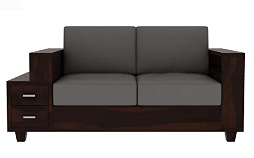 RAJOTIYA Furniture Wooden Solid Sheesham Wood Sofa Set with Cushions and Drawers Without Pillow Furniture Living Room Office Furniture Sofa Set (Walnut Finish, 2 Seater)
