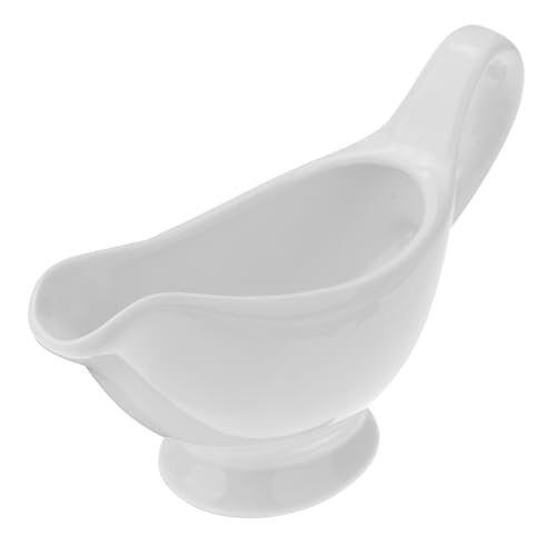 Image of UKCOCO Ceramic Gravy Boat Sauce Container 5.98X2.12X3.34In Porcelain Seasoning Condiment Server with Ergonomic Handle for Home Kitchen Dining and Parties