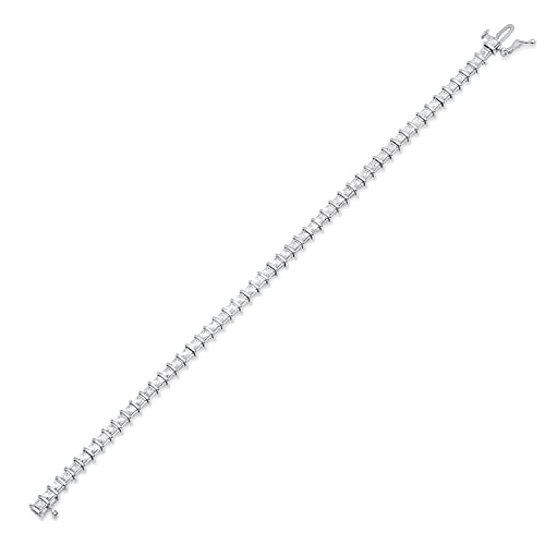 Dazzlingrock Collection 0.25 Carat (ctw) Round White Diamond Square Illusion Set Modern Classy Dainty Bracelet for Her 1/4 CT, 925 Sterling Silver2