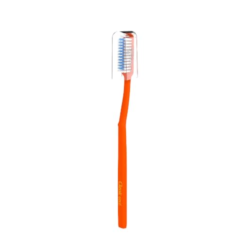 Image of Classic Gold Supreme Medium Manual Toothbrush For Adults | With Dupont Tynex Bristles and Crystal Clear Anti Bacterial Cap | Pack of 12 Pieces - Multicolor