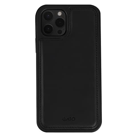 iATO Black PU Leather Case for iPhone 13 Pro. Compatible with Magsafe Magnetic Charging. Black PU Leather Protective Cover. Beautiful & Classy Faux Leather Accessory Cover