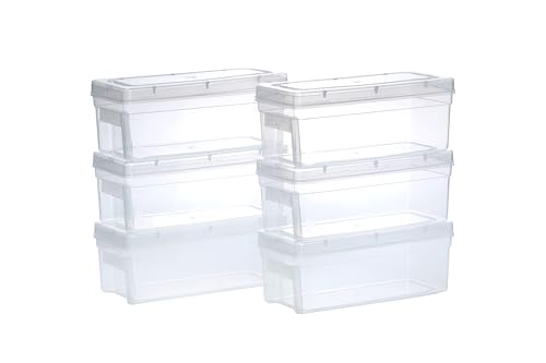 Image of Sthavir Premium Plastic Storage Boxes, Transparent Containers, Medium Boxes With Lock System for Jewellery /Medicines /Stationery /Cosmetics /Accessories - 25x9x10.5 Cm - Pack of 6 (Size No. - 33)