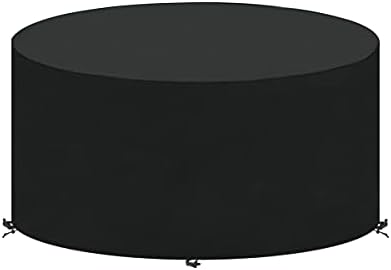 KSITH Round Garden Furniture Cover - 420D Waterproof Windproof, Fits Outdoor Table & Chairs Set, 60cm Height, Black