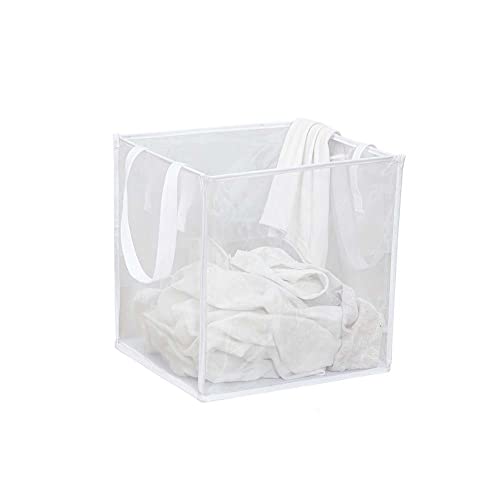 Kamuavni Foldable Laundry Hamper Mesh Laundry bags For Laundry Room,Foldable Clothes Basket For Bathroom, Livingroom,Dorm Or Travel 13 * 13 * 13inch (one Layer), White