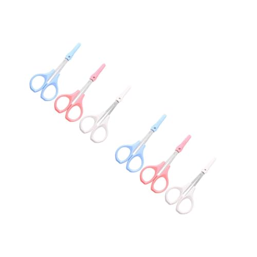 Healeved 2sets 3-in-1 Beauty Tools Set Stainless Steel Eyebrow Scissors Lash Scissors and Trimmer Curved Straight Rounded No Mess 3pcs*2