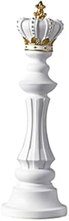 FLAMEER White with Gold Chess Pieces Statue Sculpture Ornament Collectible Figurine Furnishing Home Decor Art Contemporary Office Table Decoration - King