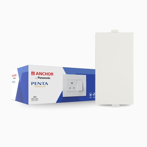 Image of Anchor by Panasonic Penta Modular 1 Module Blank Plate, Blank 1M Switch Cover, White Blank Plate, 10 Years on Site Warranty (65503-20)