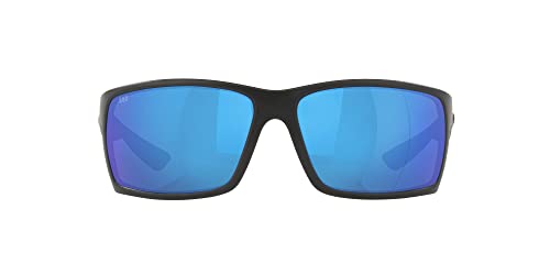 Costa Del Mar Men's Reefton Polarized Rectangular Sunglasses, Blackout/Blue Mirrored Polarized-580G, 64 mm