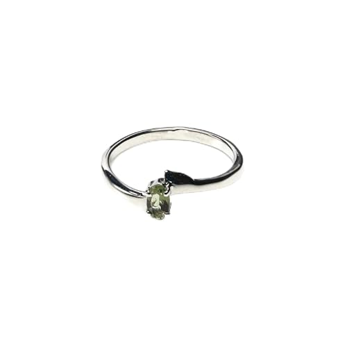 Bague fiançailles argent sterling femme moldavite naturelle bohème chic