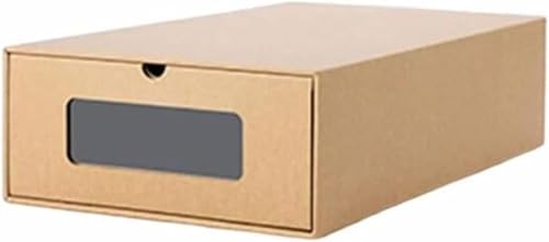 Cutdred シューズボックス 6サイズ ダンボール製 靴箱 紙製 段ボール 1足 下駄箱 窓付き 引き出し スニーカー ロングブーツ ビジネスシューズ 大人 室内 おしゃれ 靴収納 積み重ね クロゼット 玄関 収納ボックス-写真色 (6個,ロングブーツ